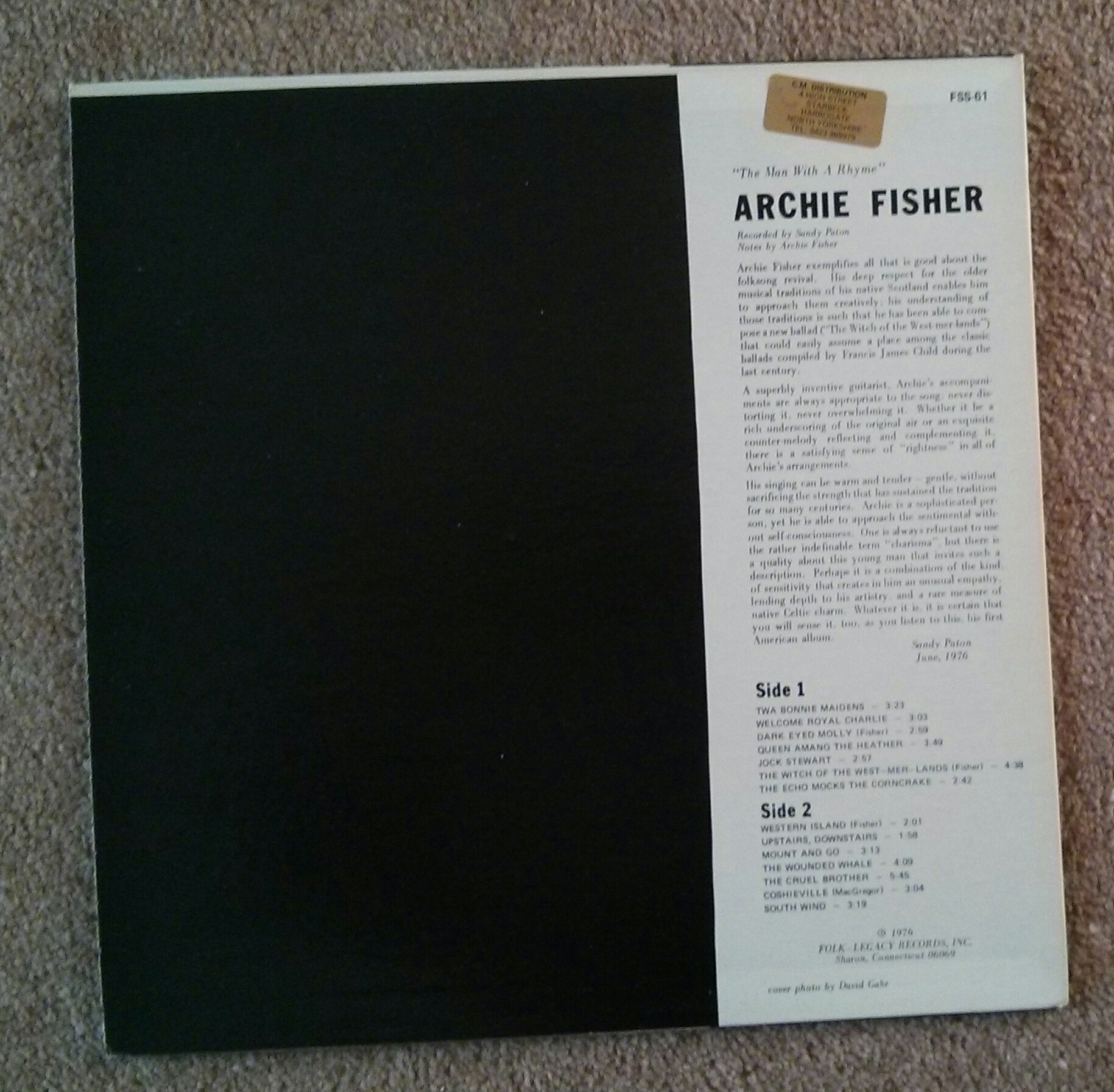 The Man with a Rhyme | Archie Fisher - Eric's Records